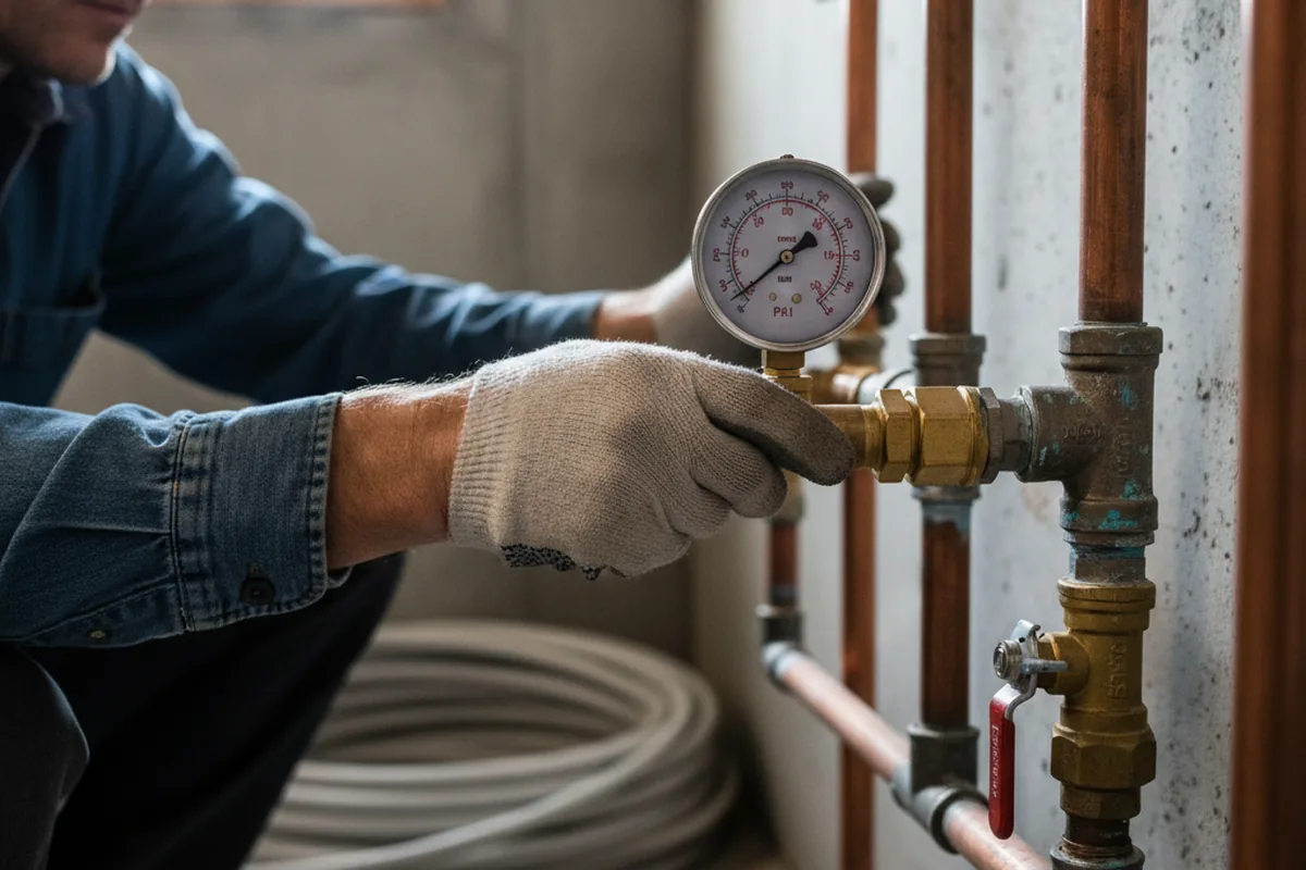 Pressure testing a repaired line during Water Line Repair in Lander
